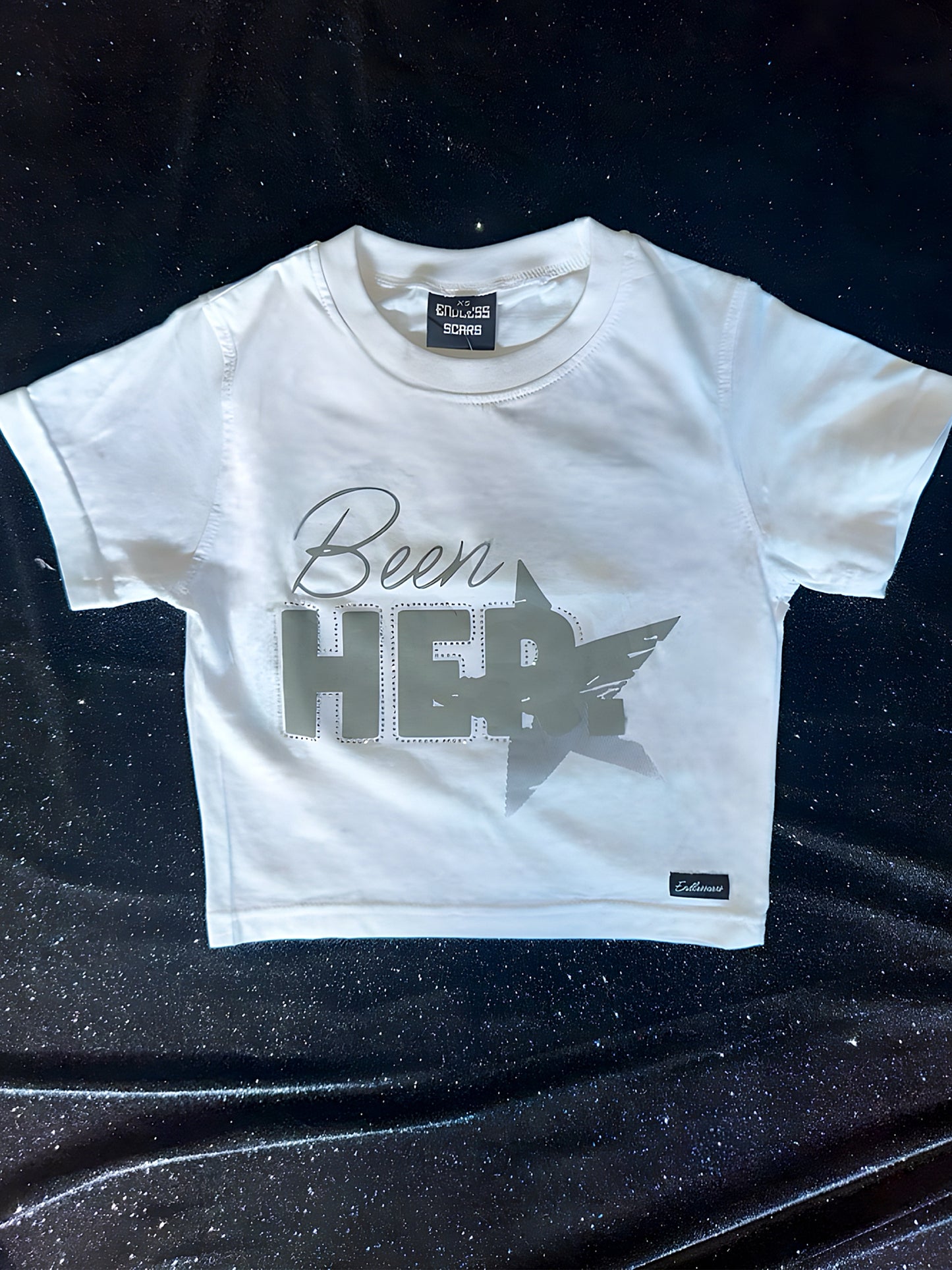 Steel Grey ‘Been Her’ Rhinestones Baby Tee