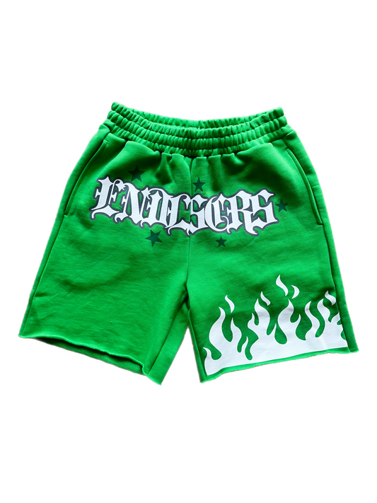 Slime Green Flame Shorts